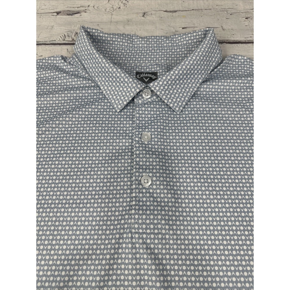 CALLAWAY Opti-Dri Mens Performance Swing Tech Polo Shirt 4XLT AOP Swiss Dot EUC - Picture 4 of 10
